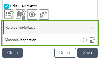 Related Table/Layer section of widget